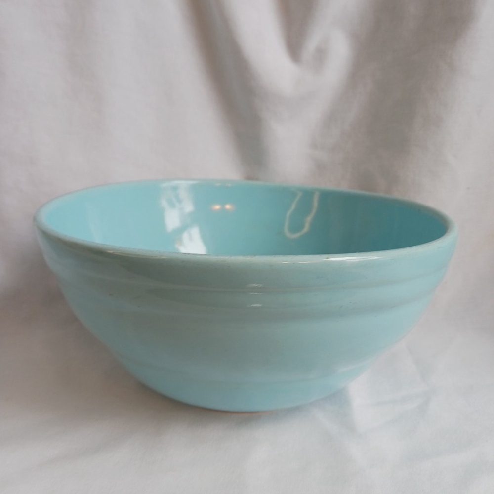 American Kitchen Antique Ceramic Mixing Bowl Blue